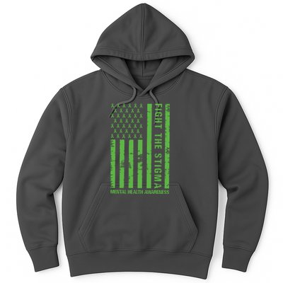 Fight The Stigma Mental Health Awareness Green Usa Flag Hoodie