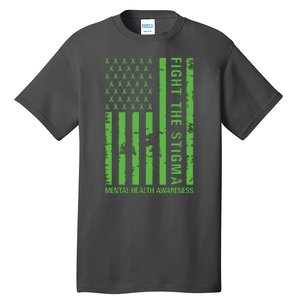 Fight The Stigma Mental Health Awareness Green Usa Flag Tall T-Shirt