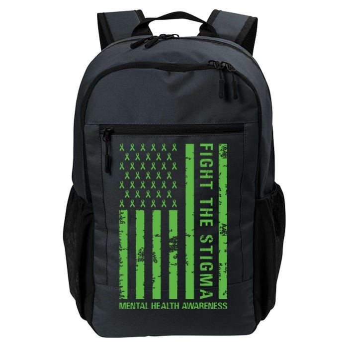 Fight The Stigma Mental Health Awareness Green Usa Flag Daily Commute Backpack