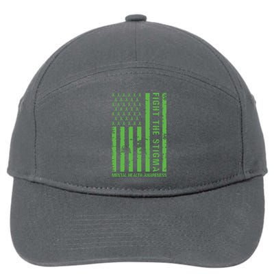 Fight The Stigma Mental Health Awareness Green Usa Flag 7-Panel Snapback Hat