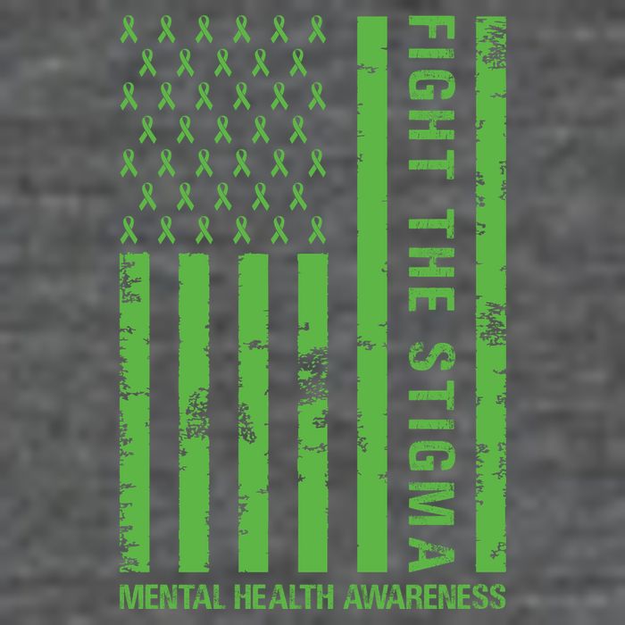 Fight The Stigma Mental Health Awareness Green Usa Flag Flat Bill Trucker Hat