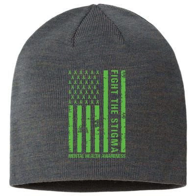 Fight The Stigma Mental Health Awareness Green Usa Flag Sustainable Beanie