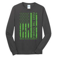 Fight The Stigma Mental Health Awareness Green Usa Flag Tall Long Sleeve T-Shirt