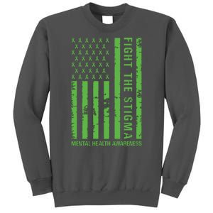 Fight The Stigma Mental Health Awareness Green Usa Flag Tall Sweatshirt