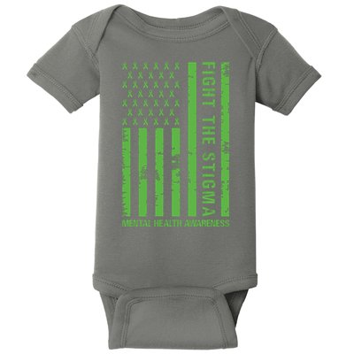 Fight The Stigma Mental Health Awareness Green Usa Flag Baby Bodysuit
