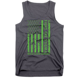 Fight The Stigma Mental Health Awareness Green Usa Flag Tank Top