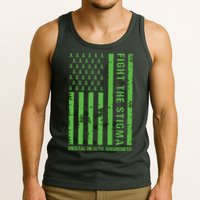 Fight The Stigma Mental Health Awareness Green Usa Flag Tank Top