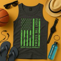 Fight The Stigma Mental Health Awareness Green Usa Flag Tank Top