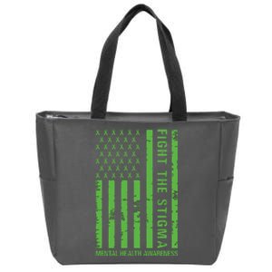 Fight The Stigma Mental Health Awareness Green Usa Flag Zip Tote Bag