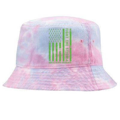 Fight The Stigma Mental Health Awareness Green Usa Flag Tie-Dyed Bucket Hat