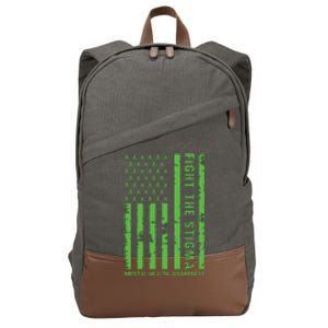 Fight The Stigma Mental Health Awareness Green Usa Flag Cotton Canvas Backpack