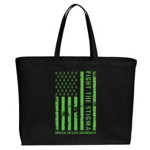 Fight The Stigma Mental Health Awareness Green Usa Flag Cotton Canvas Jumbo Tote