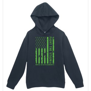 Fight The Stigma Mental Health Awareness Green Usa Flag Urban Pullover Hoodie