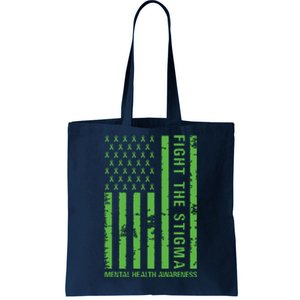 Fight The Stigma Mental Health Awareness Green Usa Flag Tote Bag