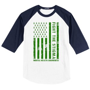 Fight The Stigma Mental Health Awareness Green Usa Flag Baseball Sleeve Shirt