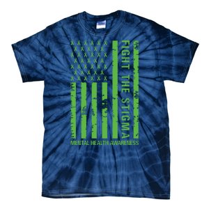 Fight The Stigma Mental Health Awareness Green Usa Flag Tie-Dye T-Shirt