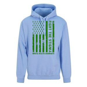 Fight The Stigma Mental Health Awareness Green Usa Flag Unisex Surf Hoodie