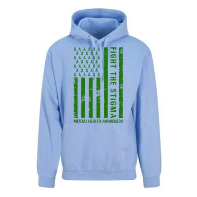 Fight The Stigma Mental Health Awareness Green Usa Flag Unisex Surf Hoodie