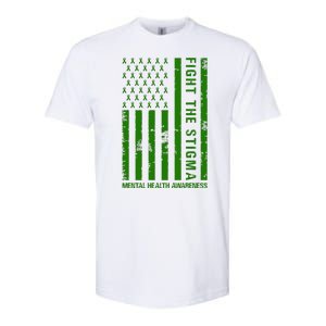 Fight The Stigma Mental Health Awareness Green Usa Flag Softstyle CVC T-Shirt