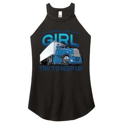 Funny Trucker Semi Big Rig Truck Drivers Cool Gift Women's Perfect Tri Rocker Tank