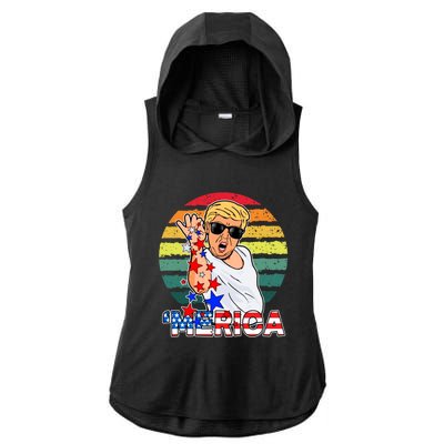 Funny Trump Salt Merica Freedom 4th Of July Gift Ladies PosiCharge Tri-Blend Wicking Draft Hoodie Tank