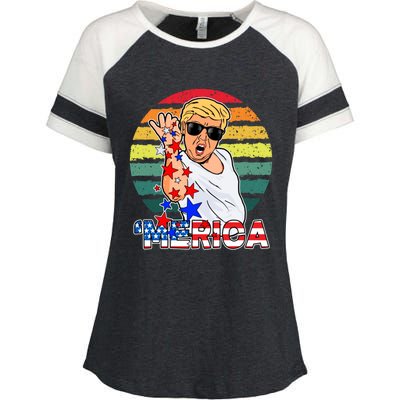 Funny Trump Salt Merica Freedom 4th Of July Gift Enza Ladies Jersey Colorblock Tee