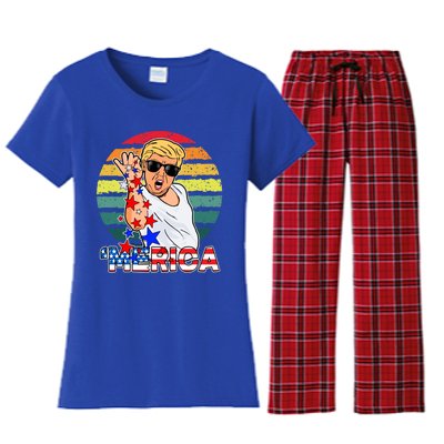 Funny Trump Salt Merica Freedom 4th Of July Gift Women's Flannel Pajama Set