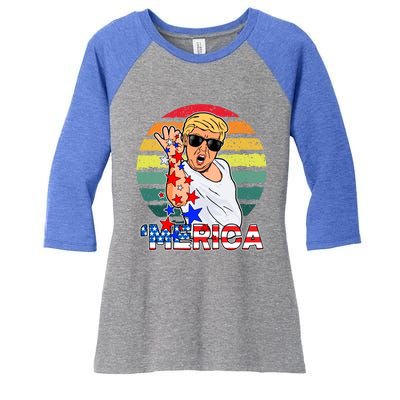 Funny Trump Salt Merica Freedom 4th Of July Gift Women's Tri-Blend 3/4-Sleeve Raglan Shirt