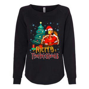 Funny Turkey Santa Merry Thanksmas Christmas Thanksgiving Womens California Wash Sweatshirt