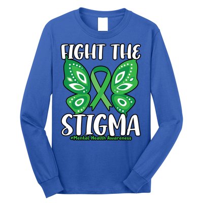 Fight The Stigma Butterfly Tal Health Awareness Gift Long Sleeve Shirt