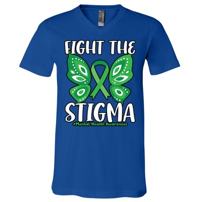 Fight The Stigma Butterfly Tal Health Awareness Gift V-Neck T-Shirt