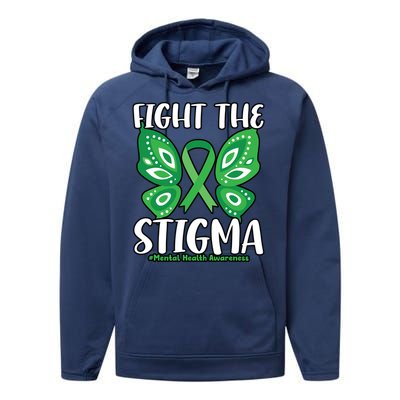 Fight The Stigma Butterfly Tal Health Awareness Gift Performance Fleece Hoodie