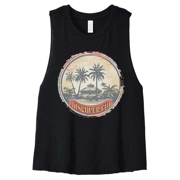 Fiji travel surf Fijian Polynesian Pride Vintage Women's Racerback Cropped Tank