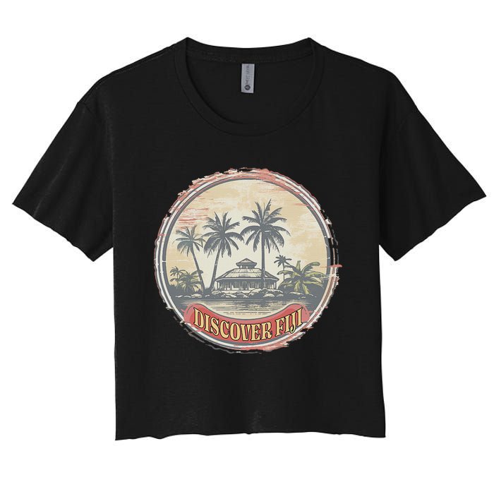 Fiji travel surf Fijian Polynesian Pride Vintage Women's Crop Top Tee