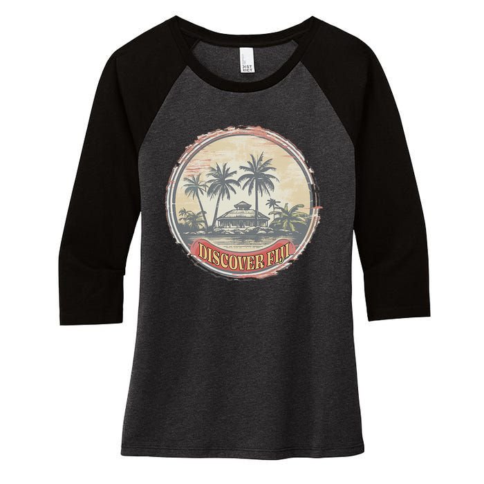 Fiji travel surf Fijian Polynesian Pride Vintage Women's Tri-Blend 3/4-Sleeve Raglan Shirt