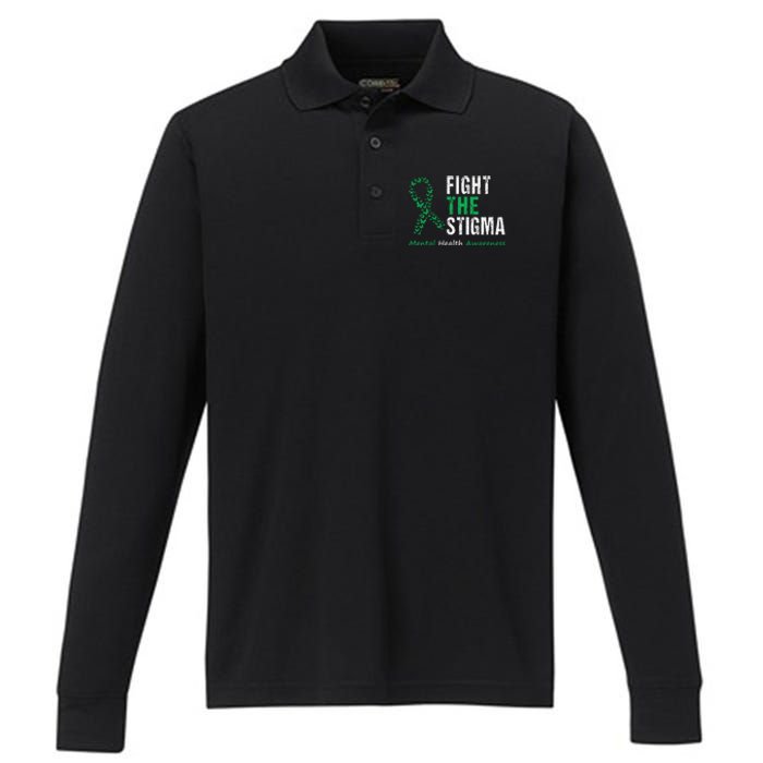 Fight The Stigma Mental Health Awareness Performance Long Sleeve Polo