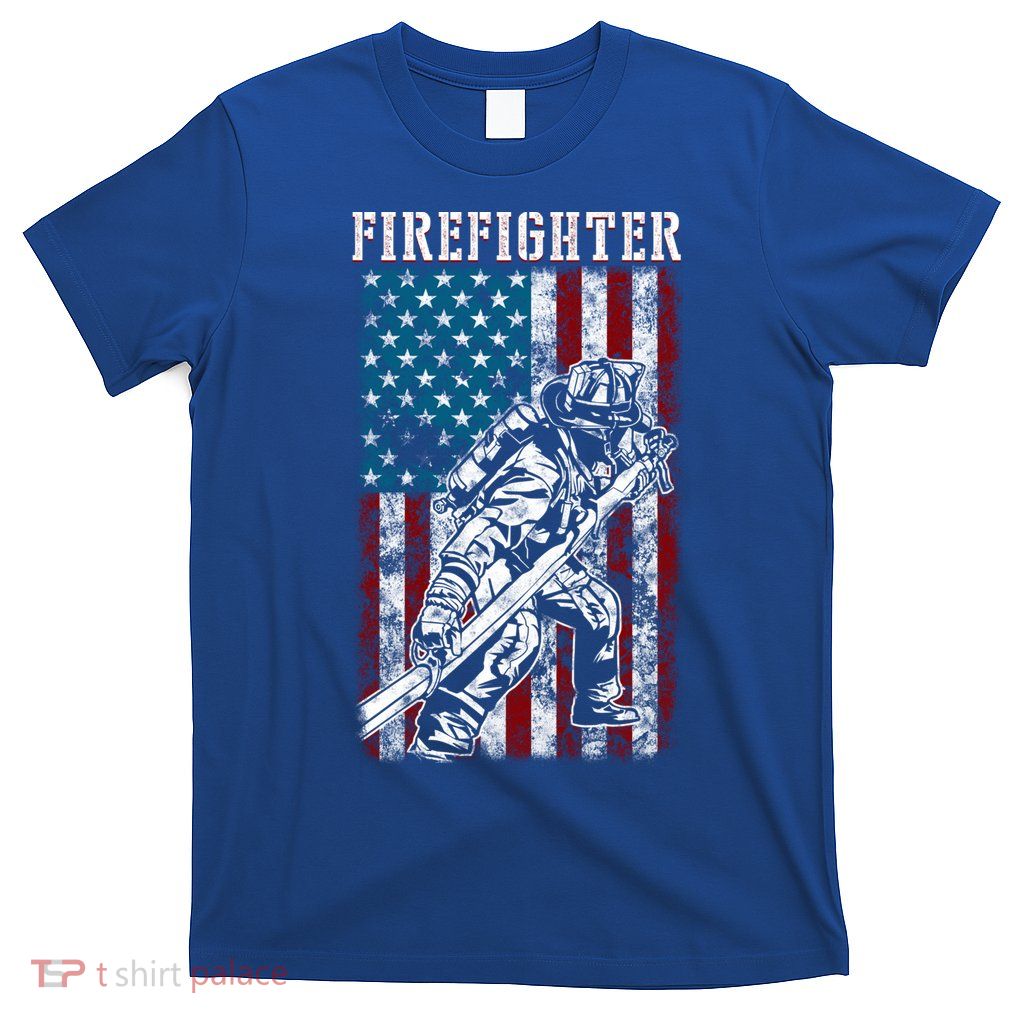 Fire Tattered Stripes Patriotic Firefighter American Flag Gift T-Shirt