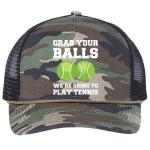 Funny Tennis Shirts Grab Your Balls Were Going To Play Tennis Retro Rope Trucker Hat Cap