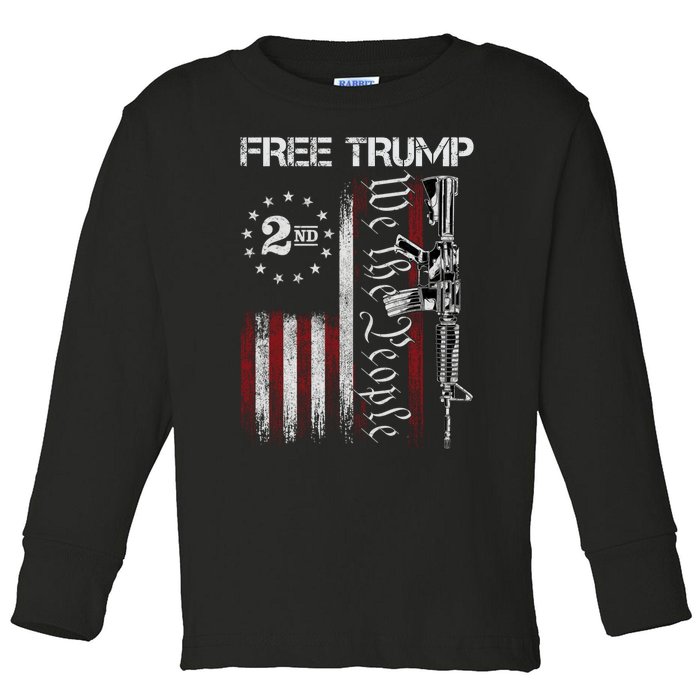 Free Trump Supporter Pro Trump We The People American Flag Toddler Long Sleeve Shirt