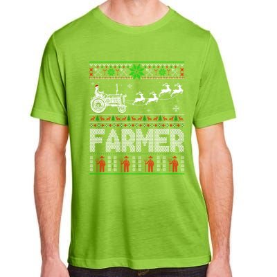 Farmer Tractor Sleigh Reindeer Christmas Ugly Xmas Funny Gift Adult ChromaSoft Performance T-Shirt