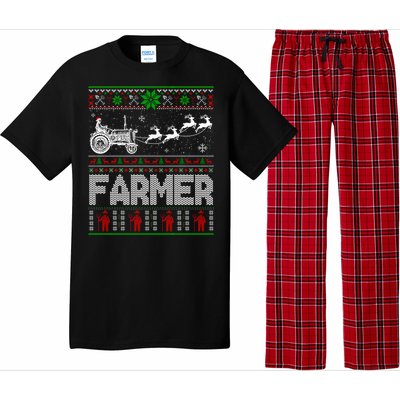 Farmer Tractor Sleigh Reindeer Christmas Ugly Xmas Funny Gift Pajama Set