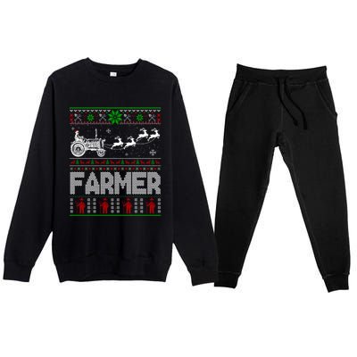 Farmer Tractor Sleigh Reindeer Christmas Ugly Xmas Funny Gift Premium Crewneck Sweatsuit Set