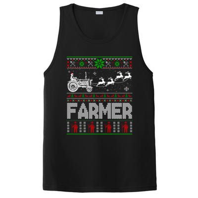 Farmer Tractor Sleigh Reindeer Christmas Ugly Xmas Funny Gift PosiCharge Competitor Tank