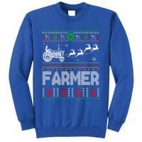 Farmer Tractor Sleigh Reindeer Christmas Ugly Xmas Funny Gift Sweatshirt