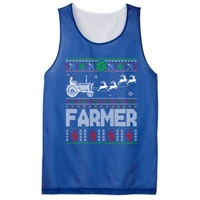 Farmer Tractor Sleigh Reindeer Christmas Ugly Xmas Funny Gift Mesh Reversible Basketball Jersey Tank