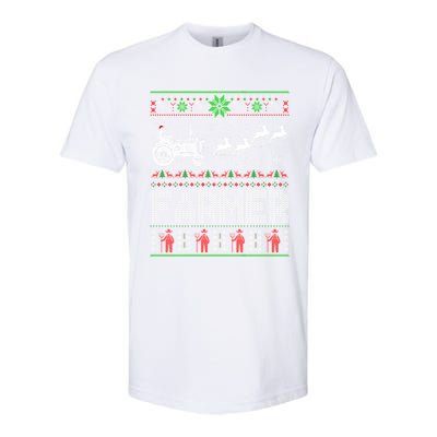 Farmer Tractor Sleigh Reindeer Christmas Ugly Xmas Funny Gift Softstyle CVC T-Shirt