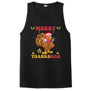 Funny Turkey Santa Merry Thanksmas Christmas Thanksgiving Gift PosiCharge Competitor Tank