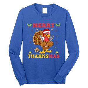 Funny Turkey Santa Merry Thanksmas Christmas Thanksgiving Gift Long Sleeve Shirt