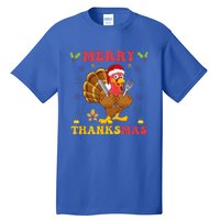 Funny Turkey Santa Merry Thanksmas Christmas Thanksgiving Gift Tall T-Shirt