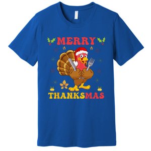 Funny Turkey Santa Merry Thanksmas Christmas Thanksgiving Gift Premium T-Shirt